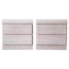 Postmodern Faux Marble Lacquer Laminate Waterfall Nightstands - a Pair