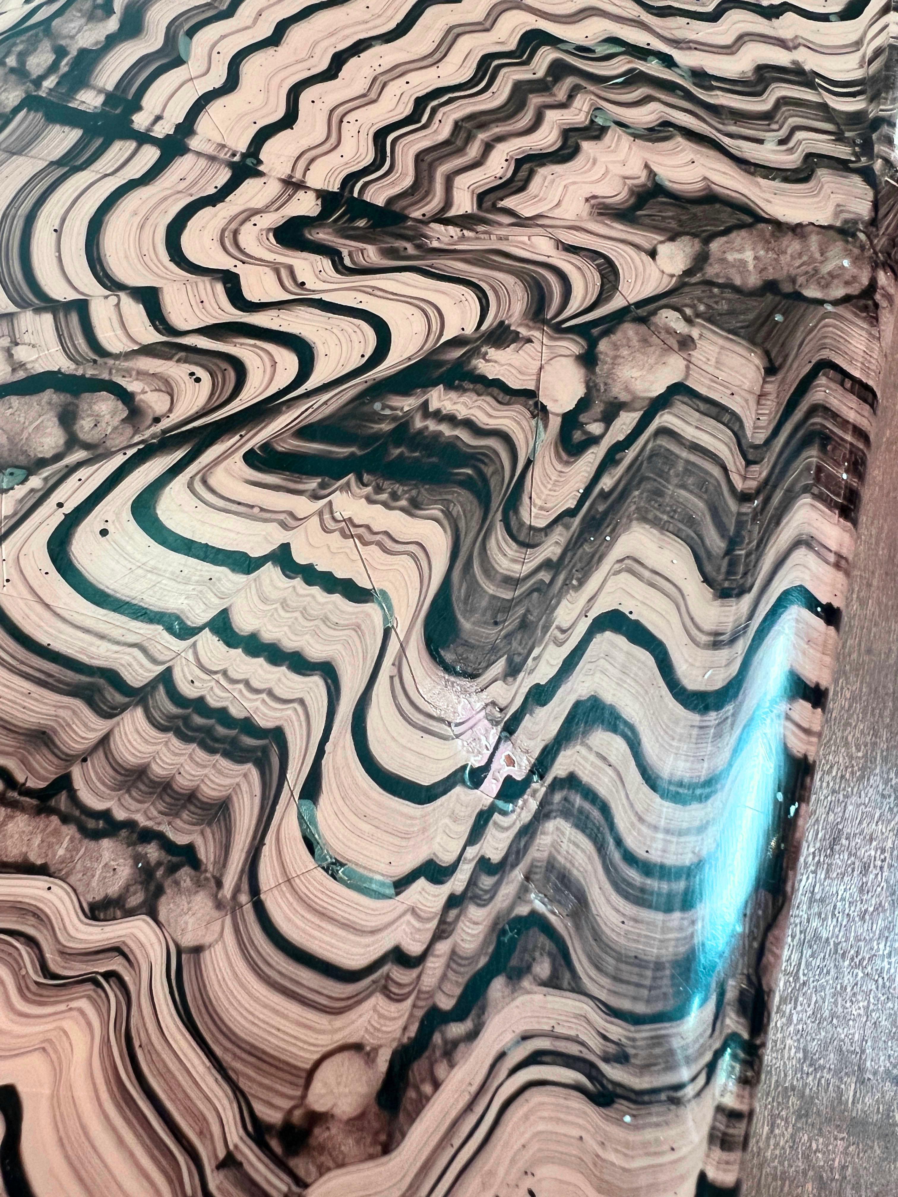 Postmodern Faux Marble Lacquered Console Table Circa 1970s For Sale 6