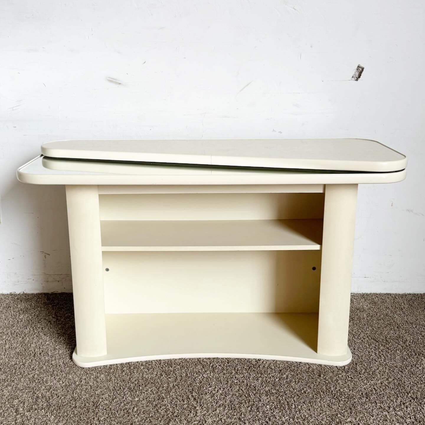 Postmoderne Table console postmoderne en stratifié de faux marbre et miroir en vente