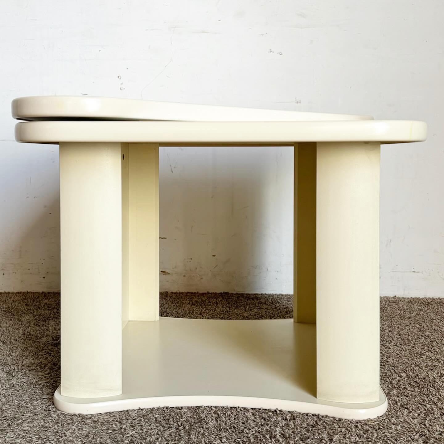 Post-Modern Postmodern Faux Marble Laminate and Mirror Side Table For Sale