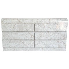 Postmodern Faux Marble Laminate Waterfall Dresser - 6 Drawers