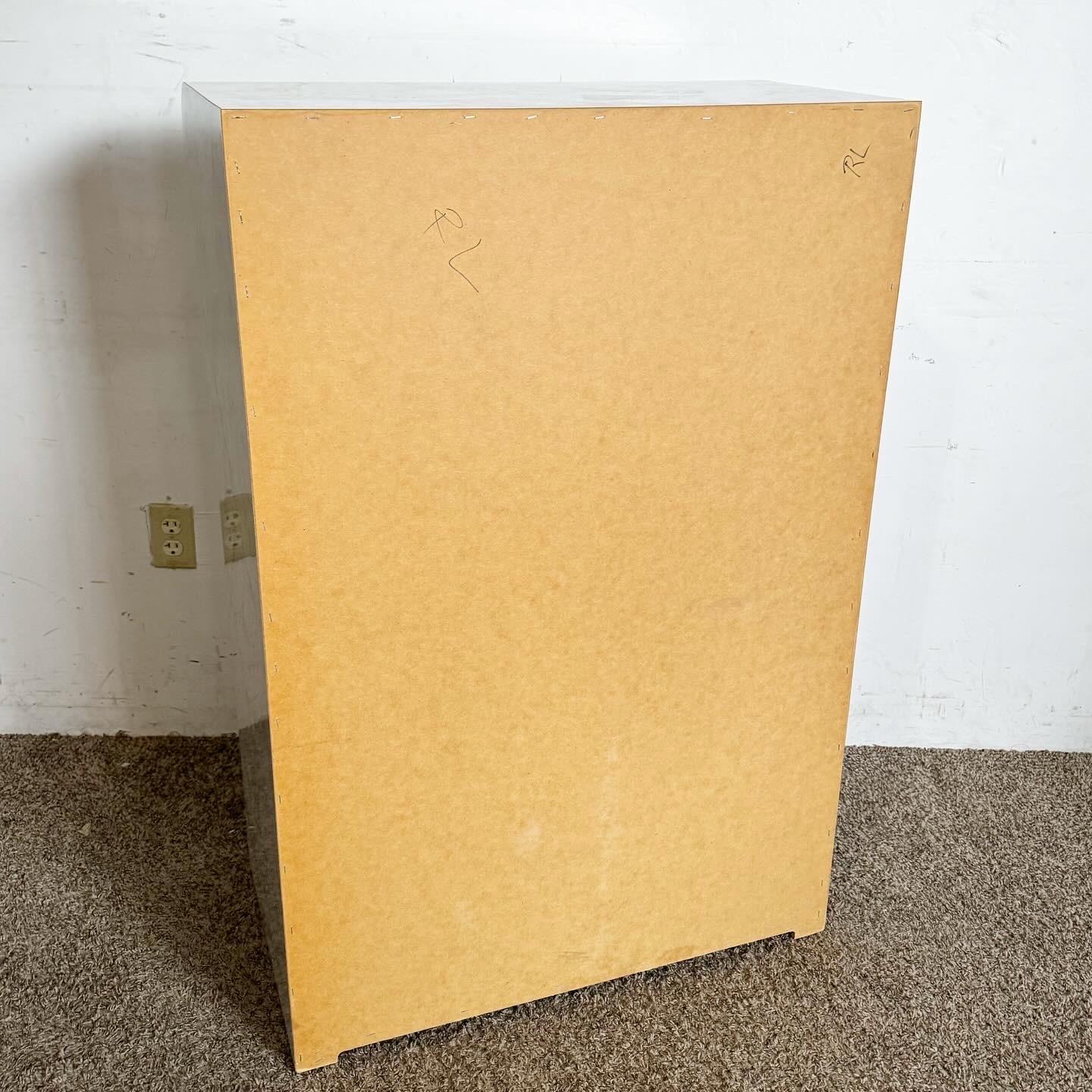 Postmodern Faux Marble Laminate Waterfall Highboy Dresser In Good Condition In Delray Beach, FL