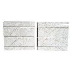 Comodini a cascata postmoderni in laminato finto marmo - una coppia