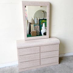 Postmodern Faux Marble Waterfall Dresser With Mirror