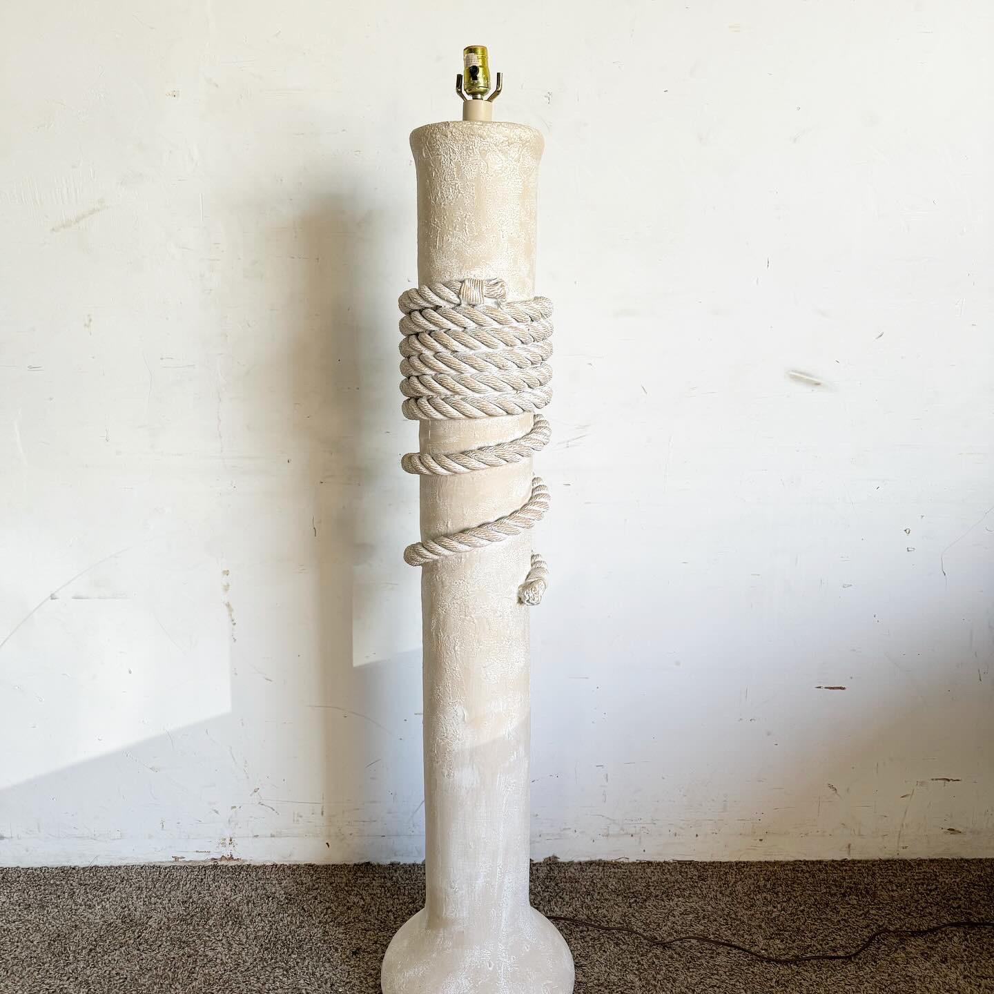 American Postmodern Faux Roped Pillar Floor Lamp For Sale
