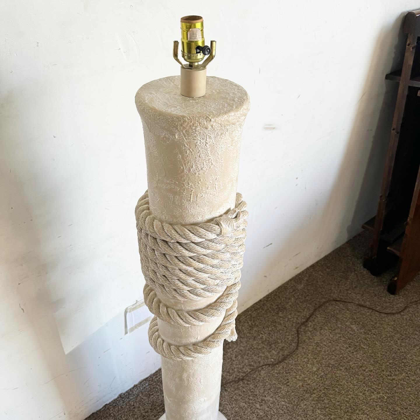 Postmodern Faux Roped Pillar Floor Lamp In Good Condition For Sale In Delray Beach, FL