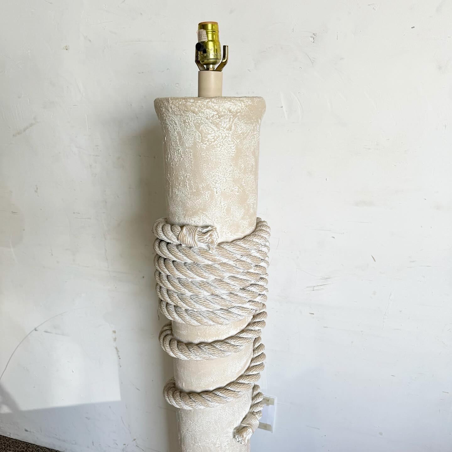 20th Century Postmodern Faux Roped Pillar Floor Lamp For Sale