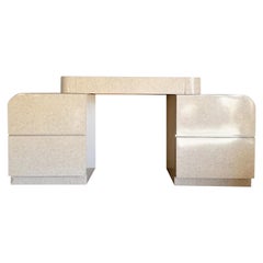 Postmodern Faux Stone Gloss Laminate Floating Desk