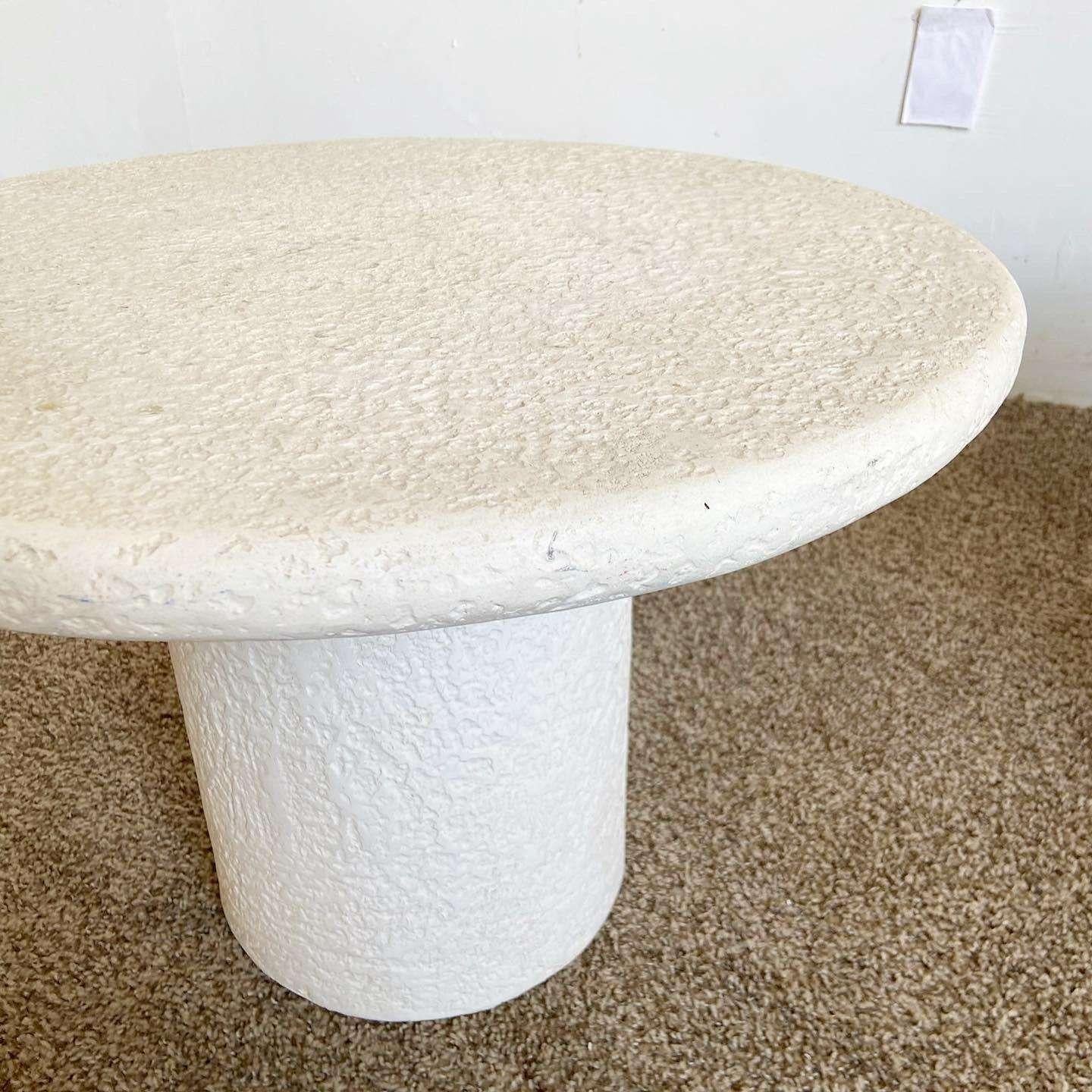 Postmodern Faux Stone Mushroom Nesting Side Table - Set of 3 In Good Condition For Sale In Delray Beach, FL