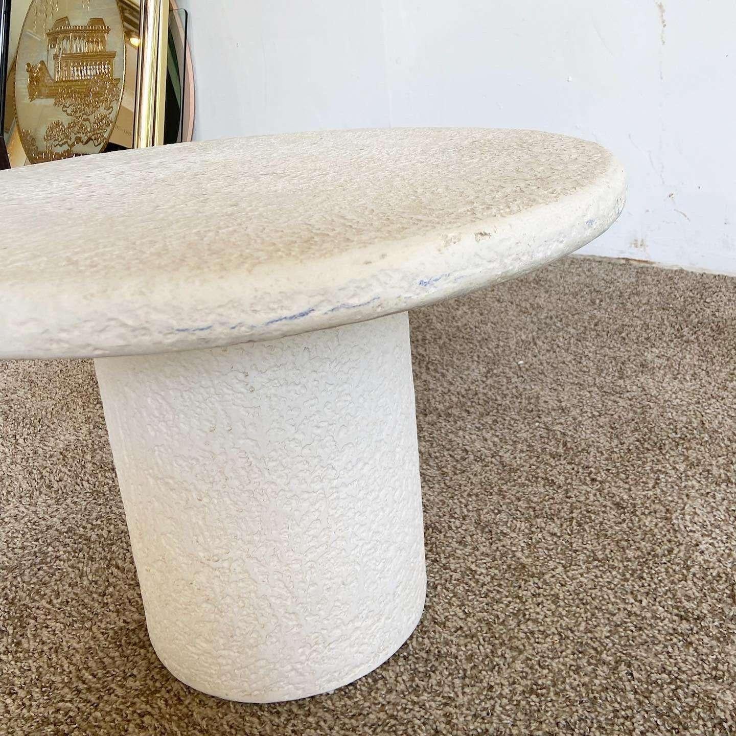 Late 20th Century Postmodern Faux Stone Mushroom Nesting Side Table - Set of 3 For Sale