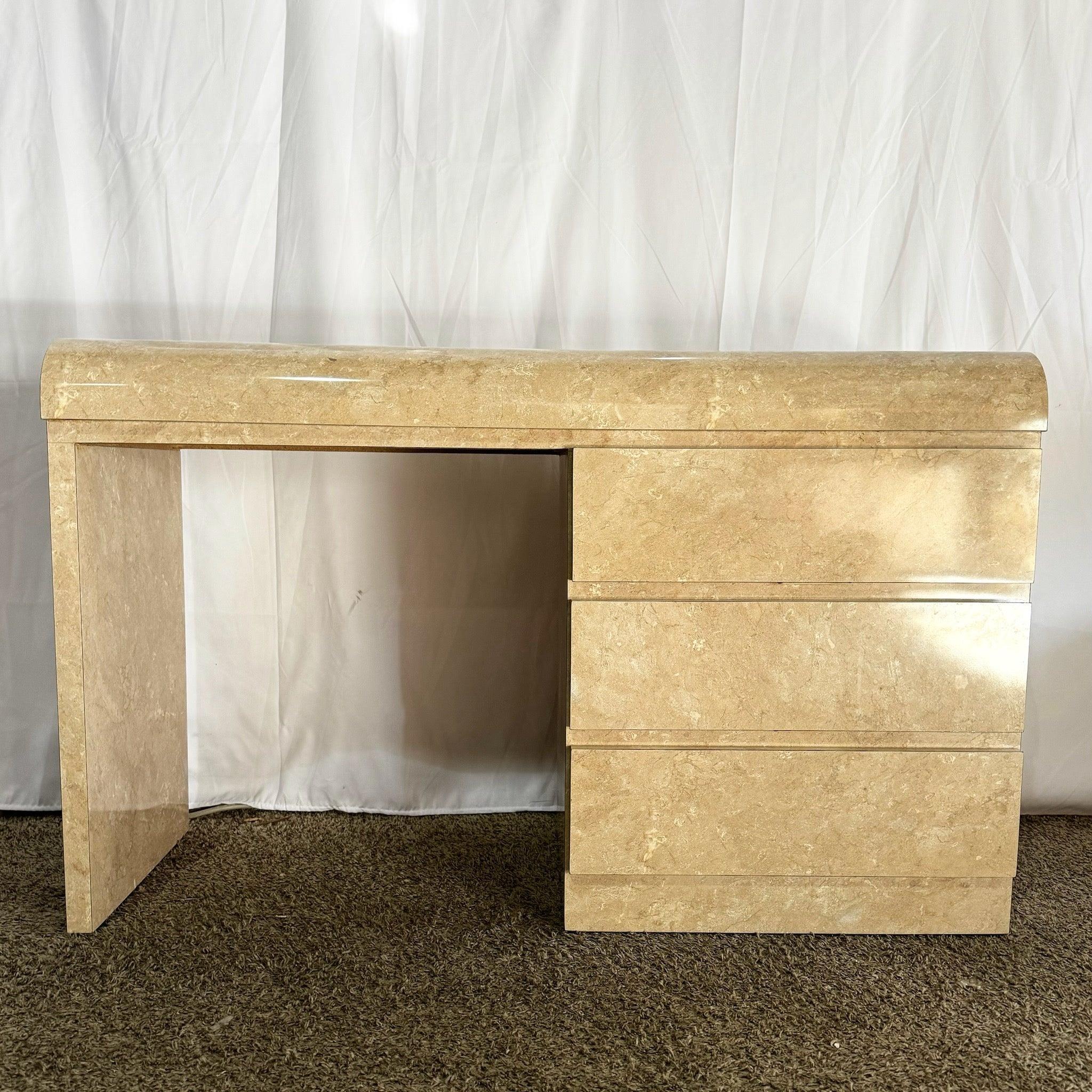 Scrivania postmoderna a cascata in laminato di marmo finto tan/beige in vendita 2