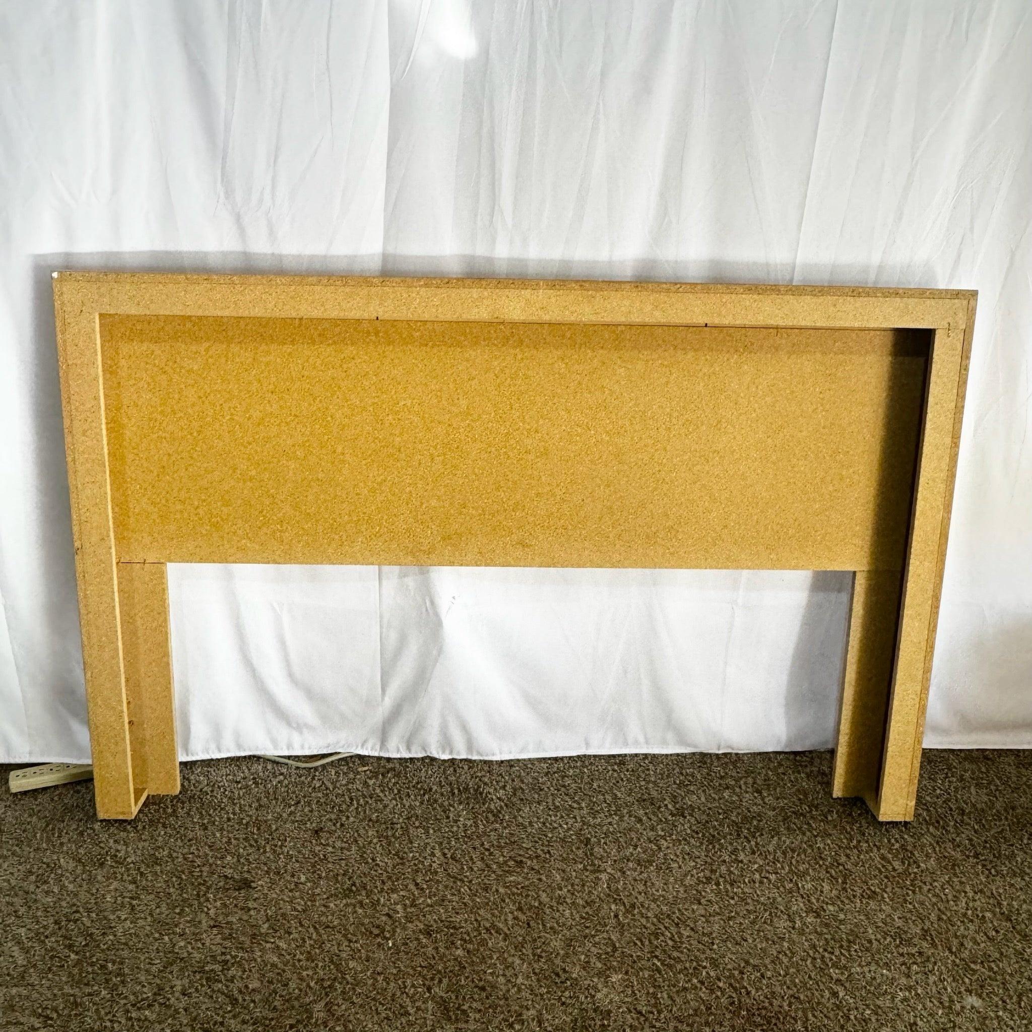 Late 20th Century Postmodern Faux Tan/Beige Marble Laminate Waterfall Queen Headboard For Sale