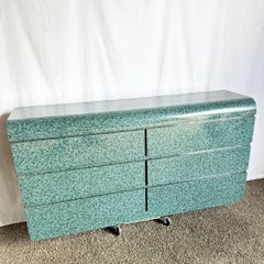 Postmodern Faux Teal Granite Waterfall Dresser