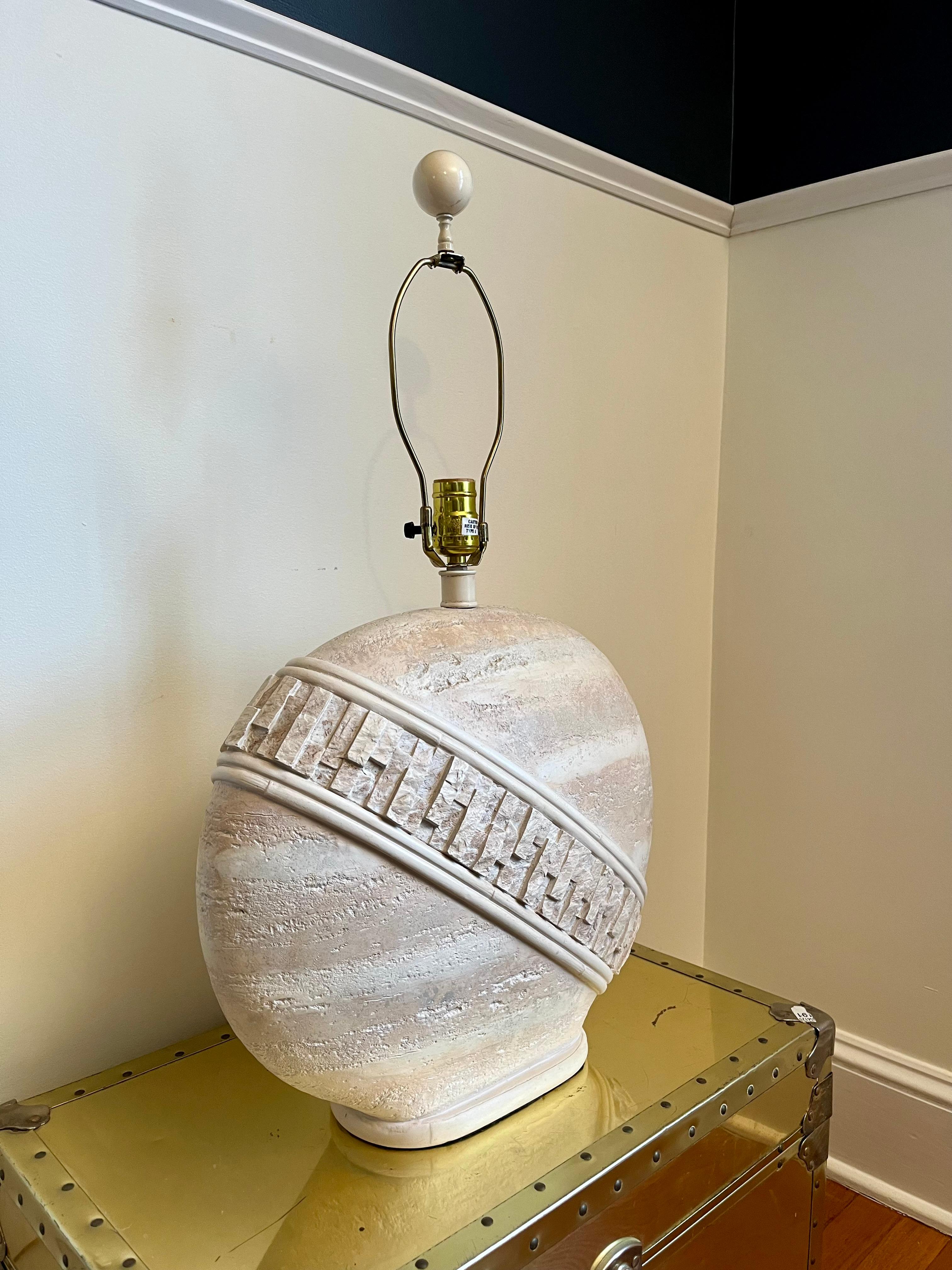 American Postmodern Faux Tessellated Stone Lamp For Sale