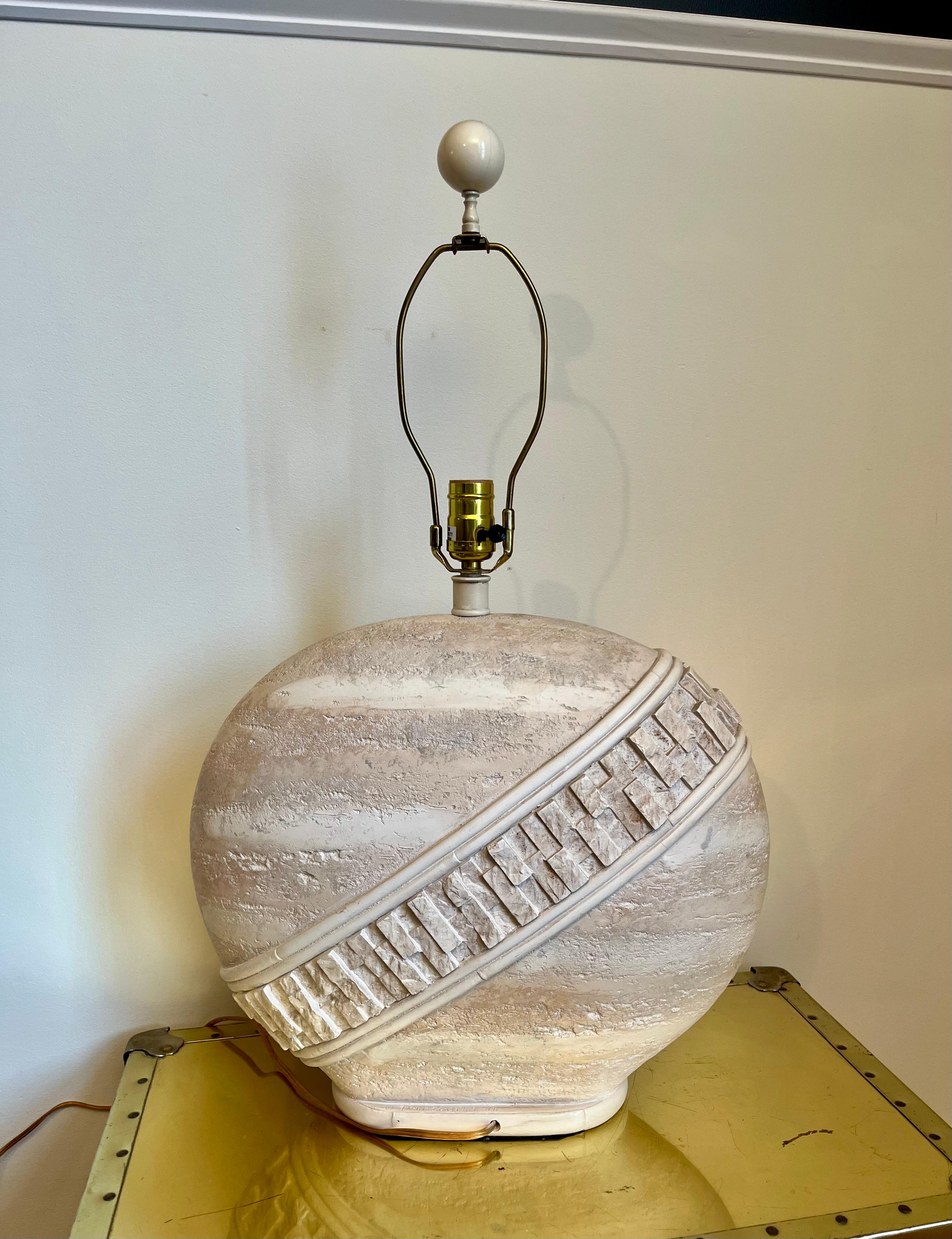 20th Century Postmodern Faux Tessellated Stone Lamp For Sale