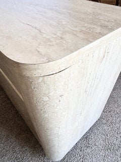 Postmodern Faux Travertine and Black Laminate Credenza