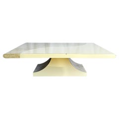 Postmodern Faux Travertine and Cream Laminate Sculpted Coffee Table