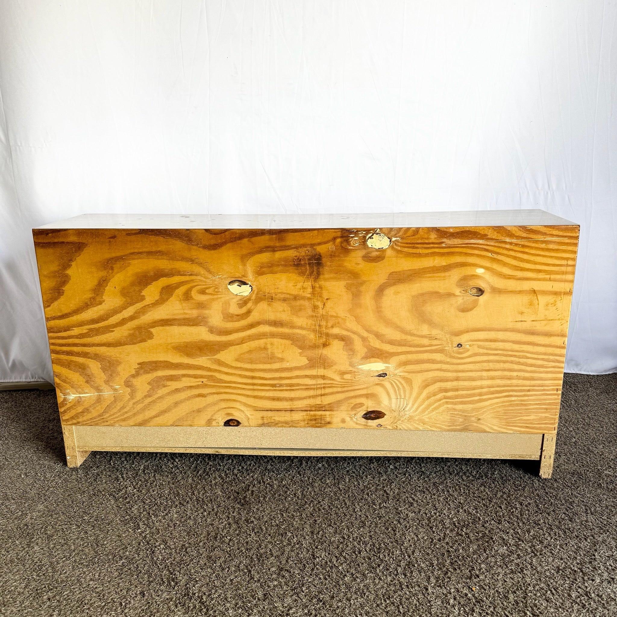 American Postmodern Faux Travertine Laminate Waterfall Dresser For Sale
