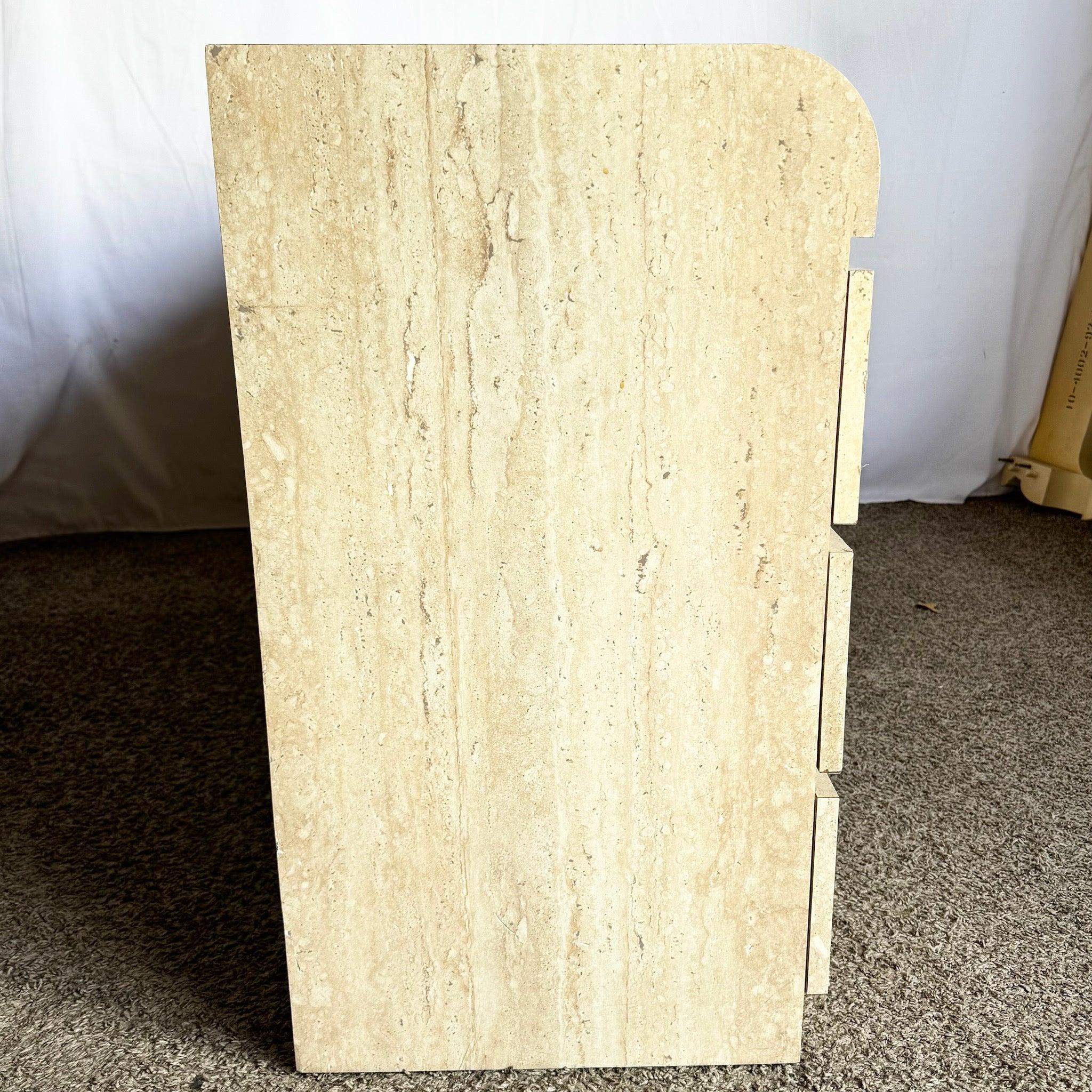 Postmodern Faux Travertine Laminate Waterfall Dresser In Good Condition For Sale In Delray Beach, FL