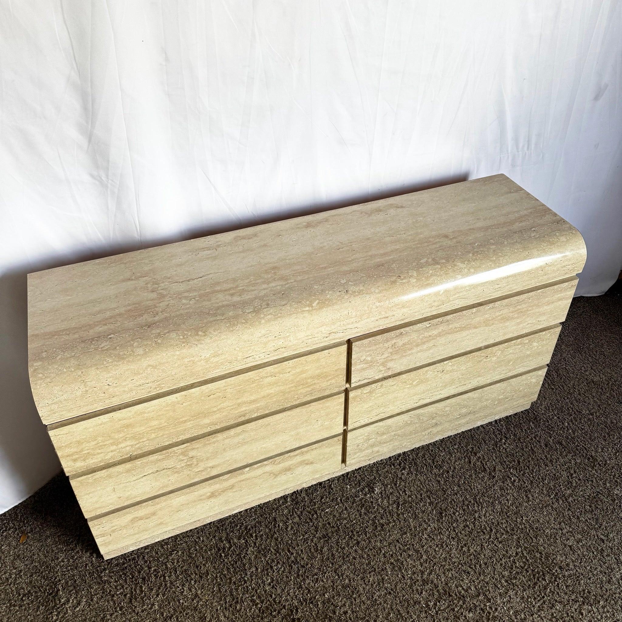 Postmodern Faux Travertine Laminate Waterfall Dresser For Sale 1