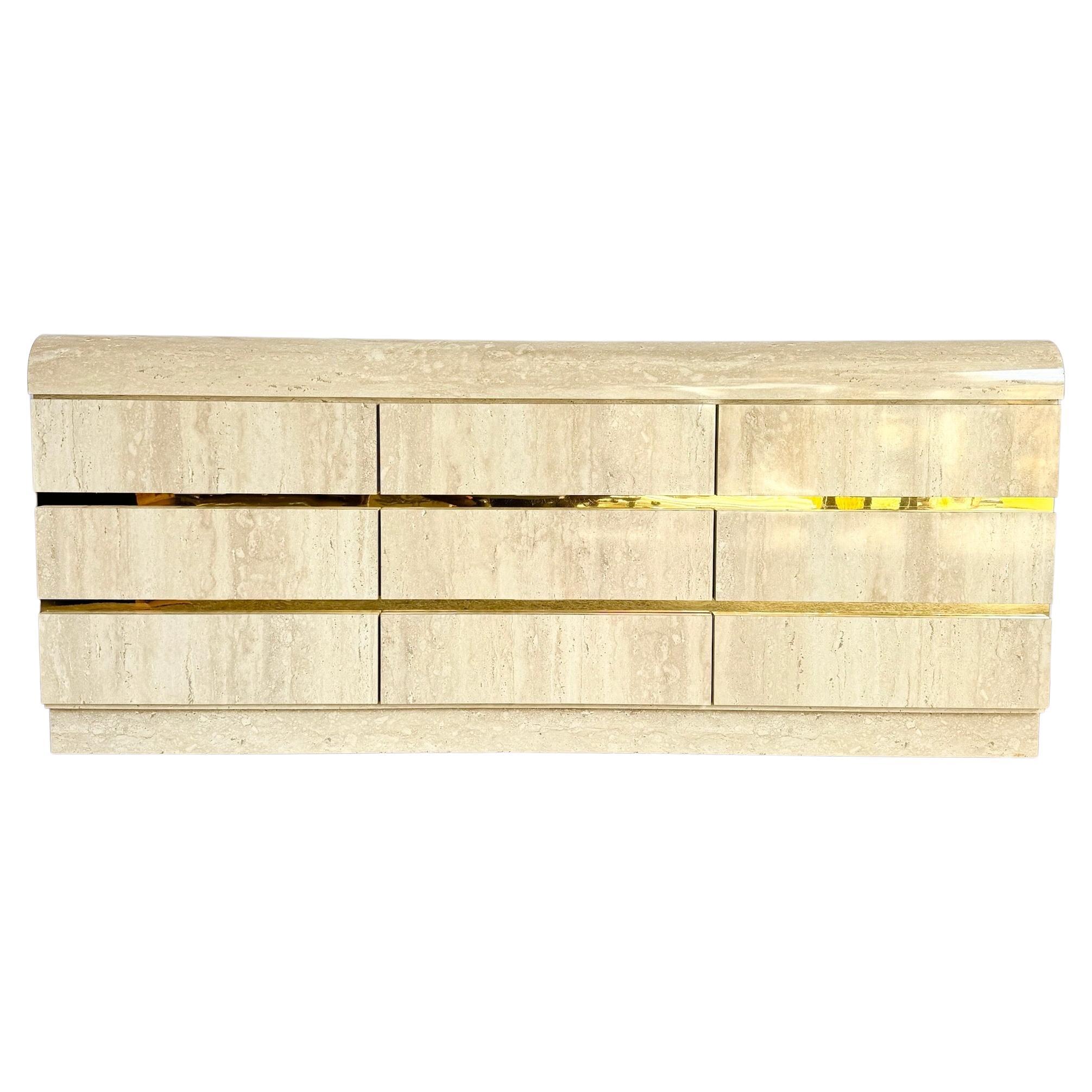 Postmodern Faux Travertine Laminate Waterfall Dresser