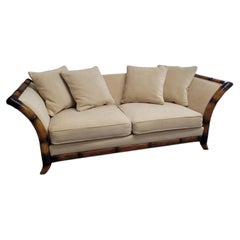 Postmodern Flared Arm Tuxedo Sofa in Textured Velvet