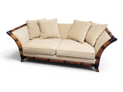 Postmodern Flared Arm Tuxedo Sofa in Textured Velvet