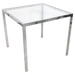 Postmodern Flat Bar Chrome and Glass Square Dinette Game Table