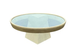 Postmodern Floating Foax Goatskin & Glass Cocktail Table