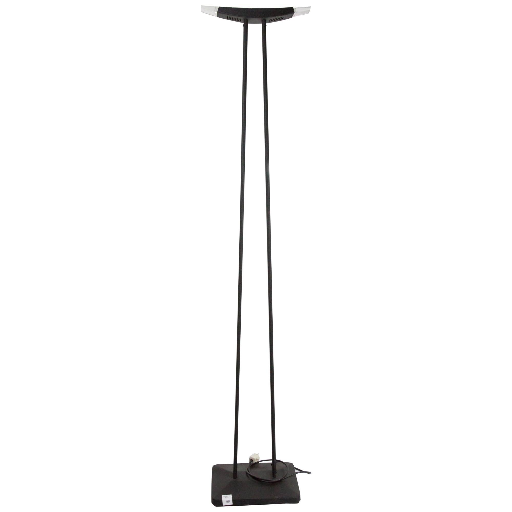 Postmodern Floor Lamp with Rugged Charcoal Paint and Plexiglass, 1980s