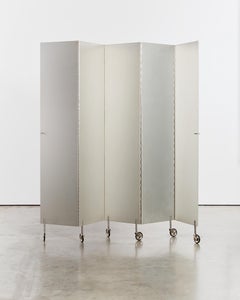 Biombo postmoderno de aluminio plegable / separador de ambientes con ruedas