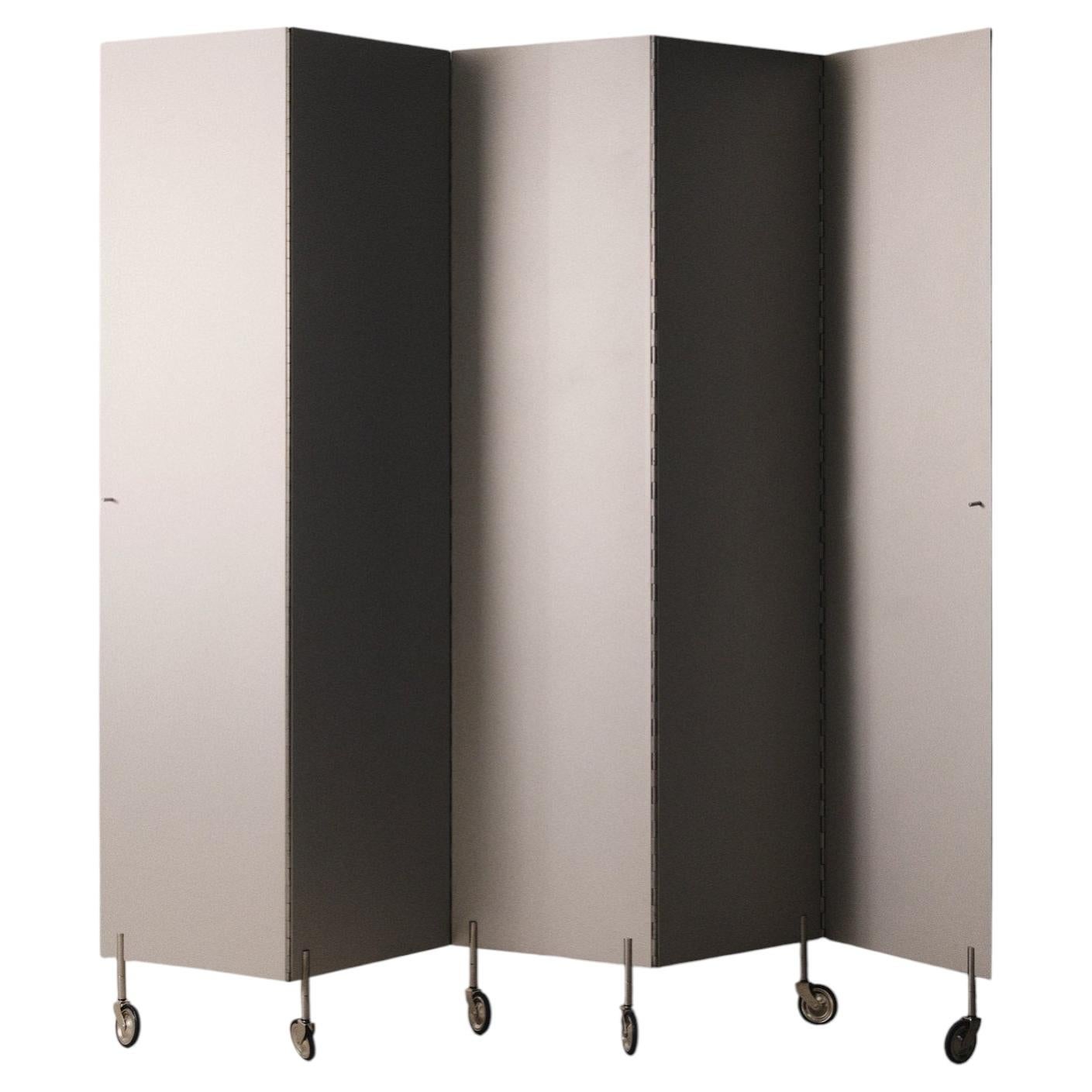 Biombo postmoderno de aluminio plegable / separador de ambientes con ruedas
