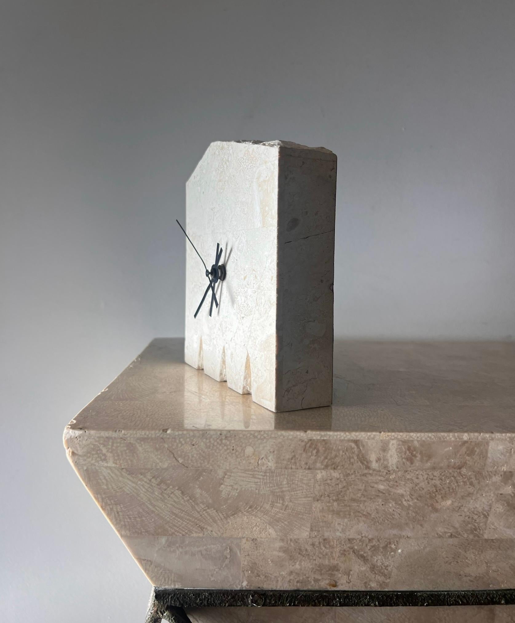 Post-Modern Postmodern Fossil stone “ruins” clock by Renoir Designs, late 20th century For Sale