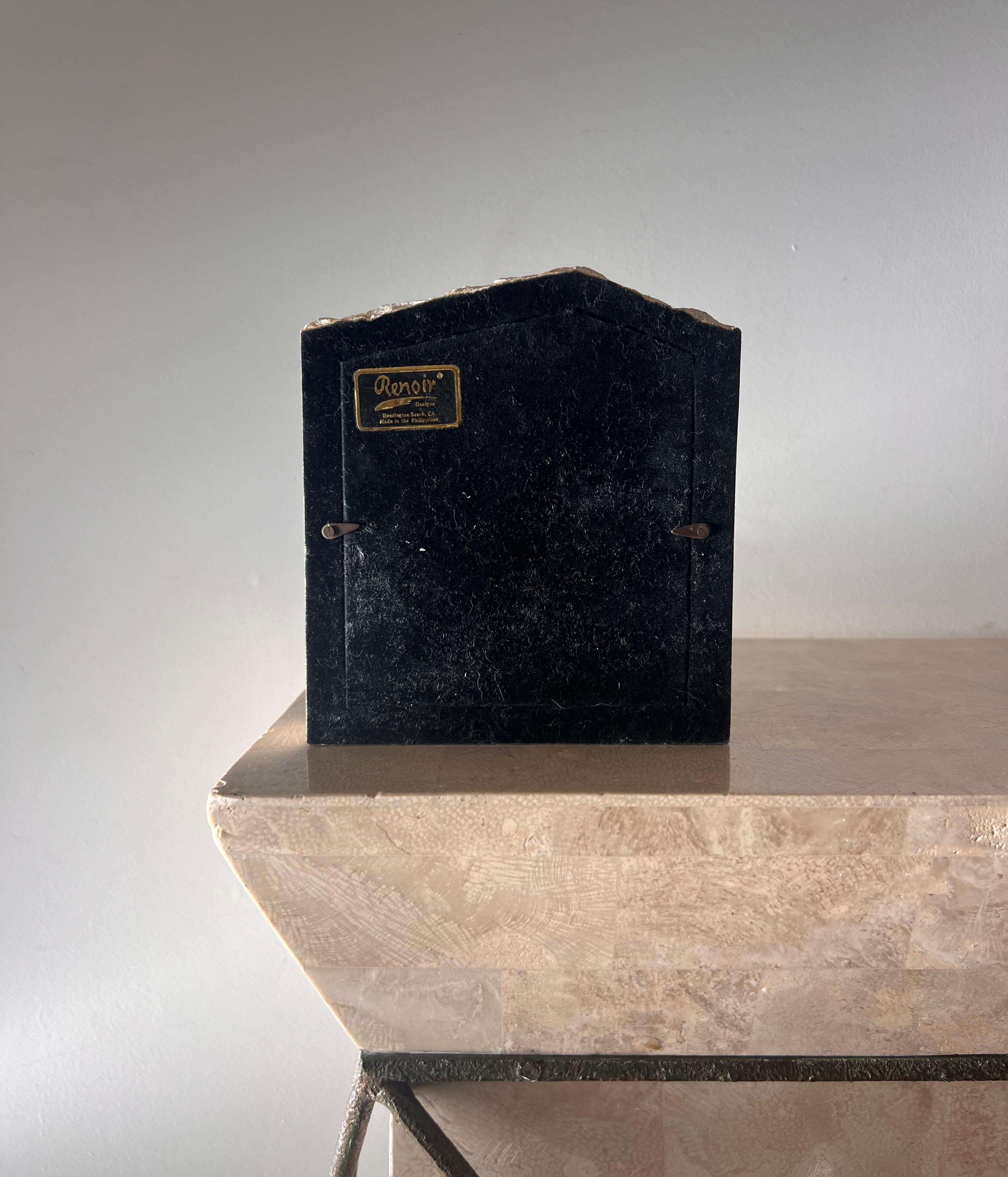 Postmodern Fossil stone “ruins” clock by Renoir Designs, late 20th century In Good Condition For Sale In View Park, CA