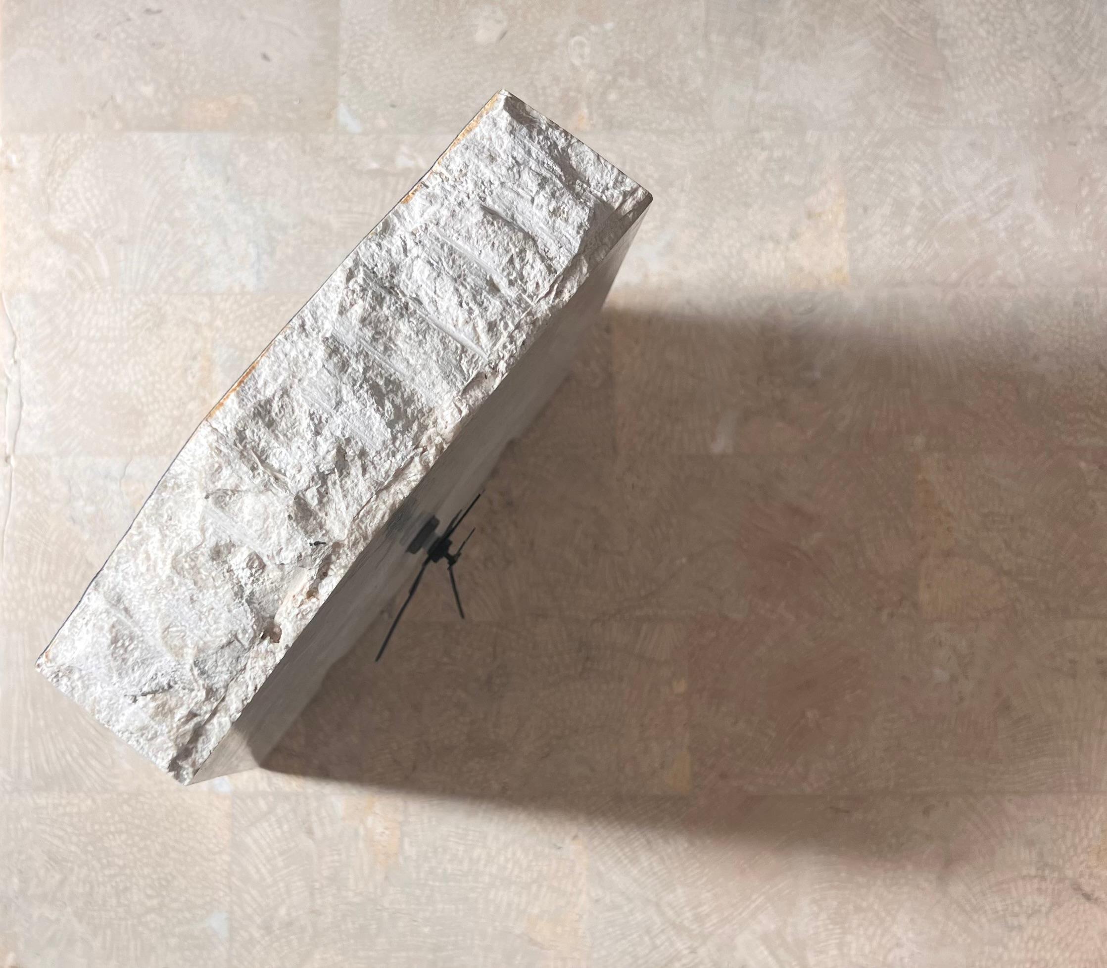 Postmodern Fossil stone “ruins” clock by Renoir Designs, late 20th century For Sale 1