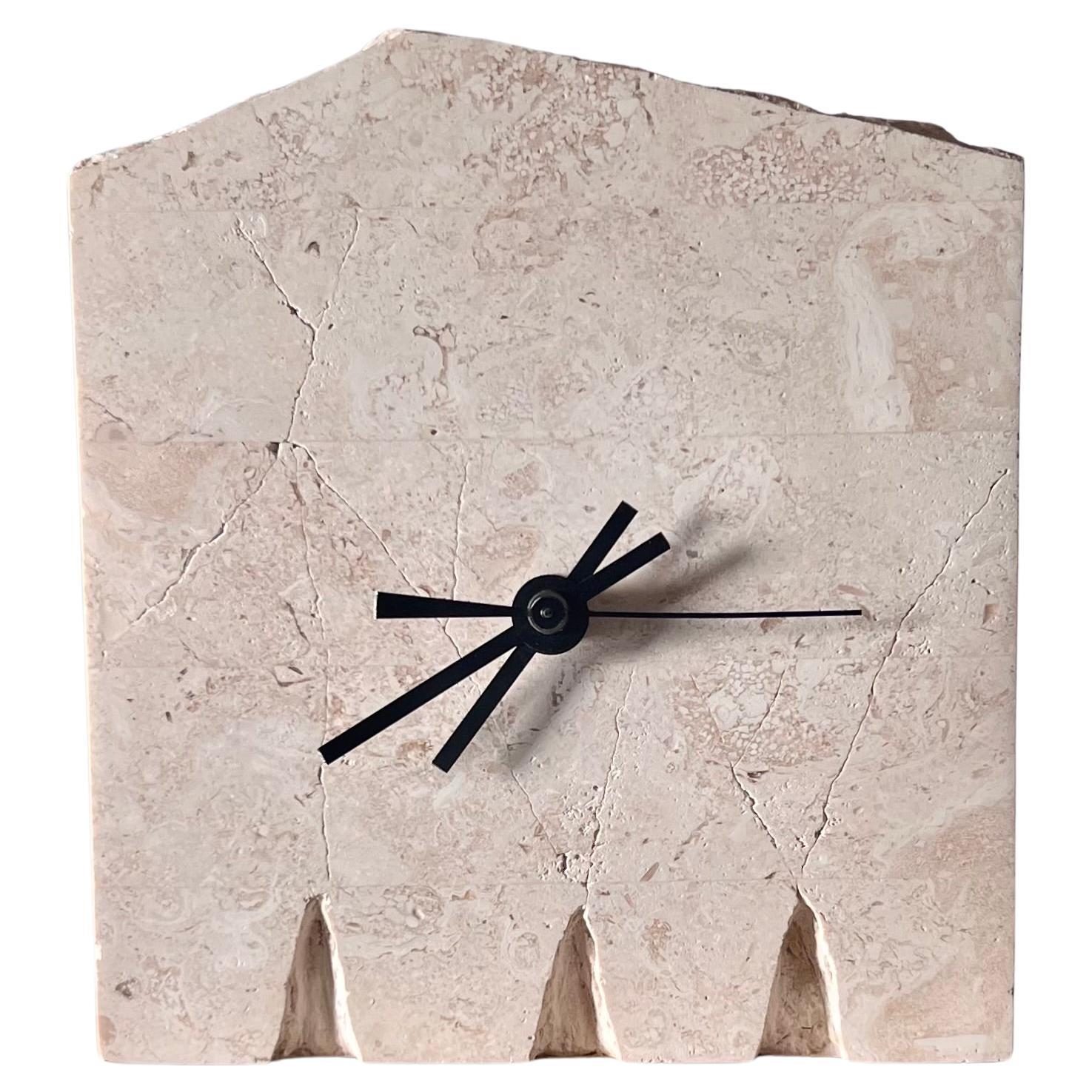 Postmodern Fossil stone “ruins” clock by Renoir Designs, late 20th century For Sale
