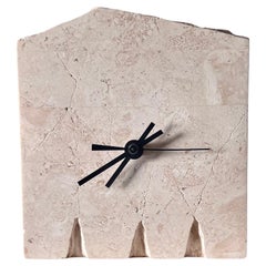 Postmodern Fossil stone “ruins” clock by Renoir Designs, late 20th century