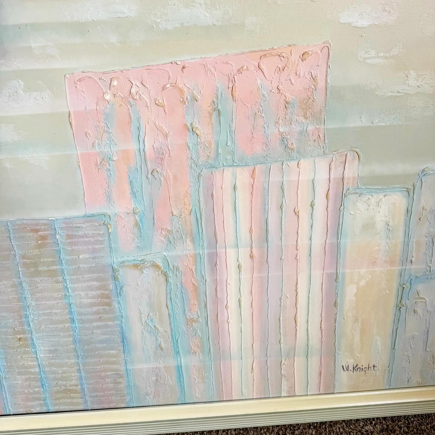 XX secolo Quadro astratto postmoderno con cornice raffigurante un paesaggio urbano in vendita