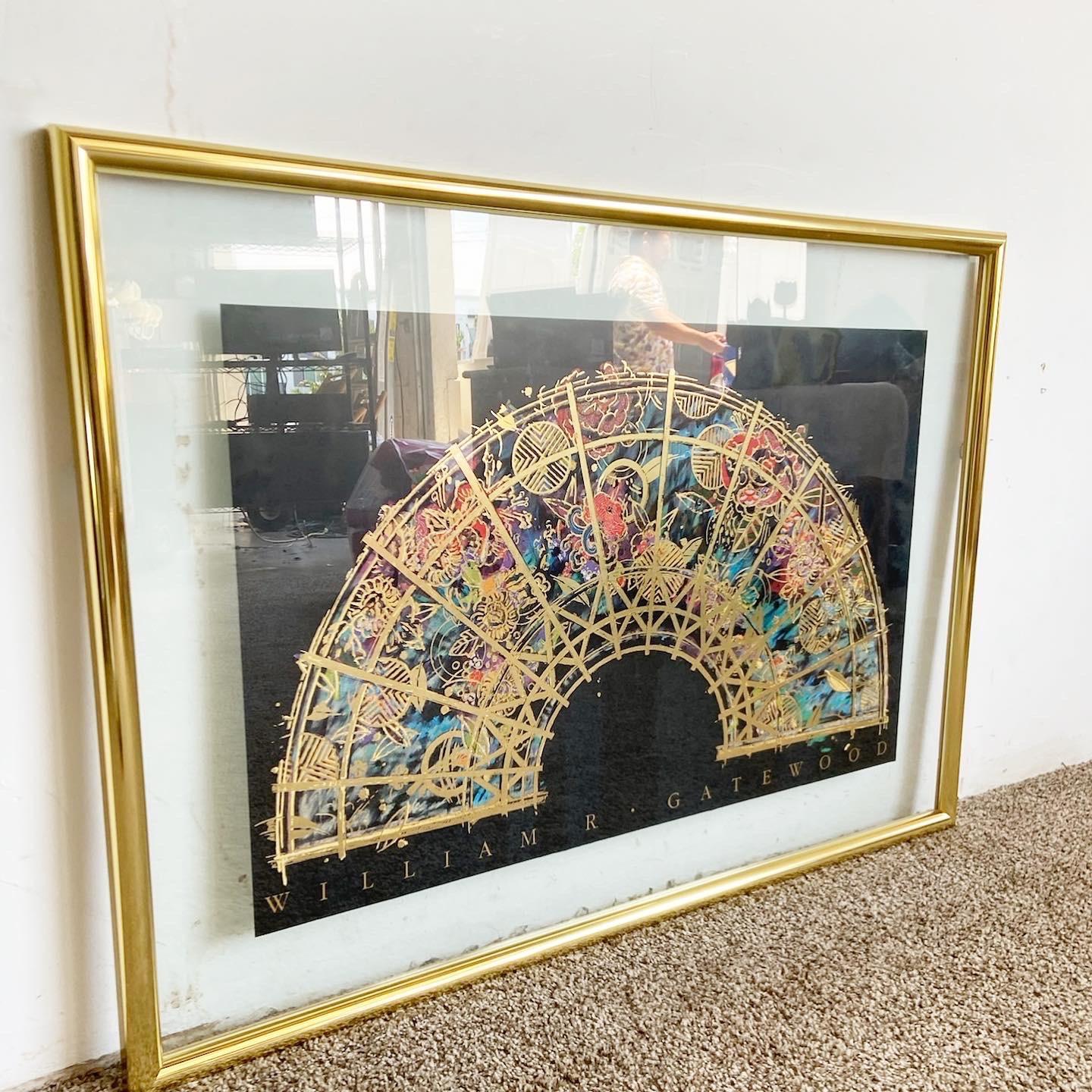 Chinoiserie Postmodern Framed Print by William Gatewood - Lotus Fan For Sale