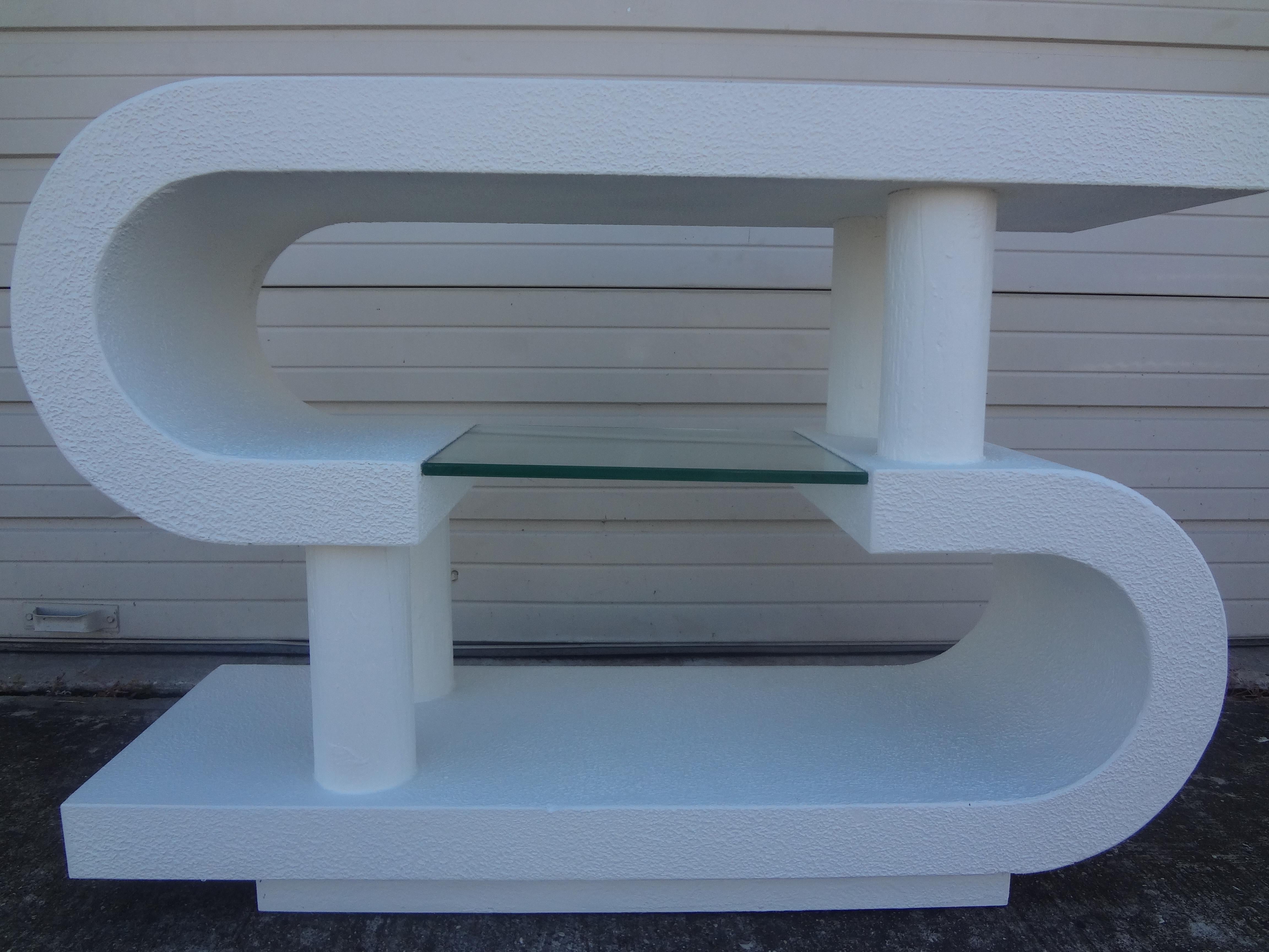 Glass Postmodern Free Standing Console Table For Sale