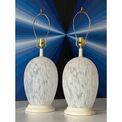 Postmodern Frosted Glass Lamps - A Pair