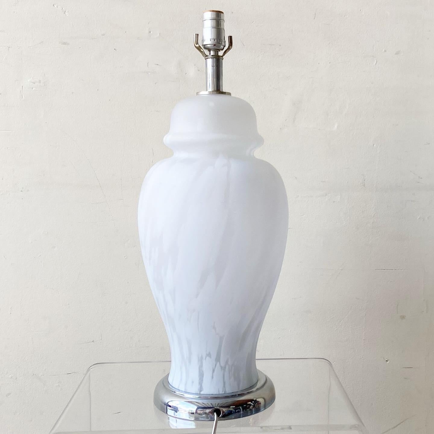 Postmodern Frosted Glass Table Lamp In Good Condition In Delray Beach, FL