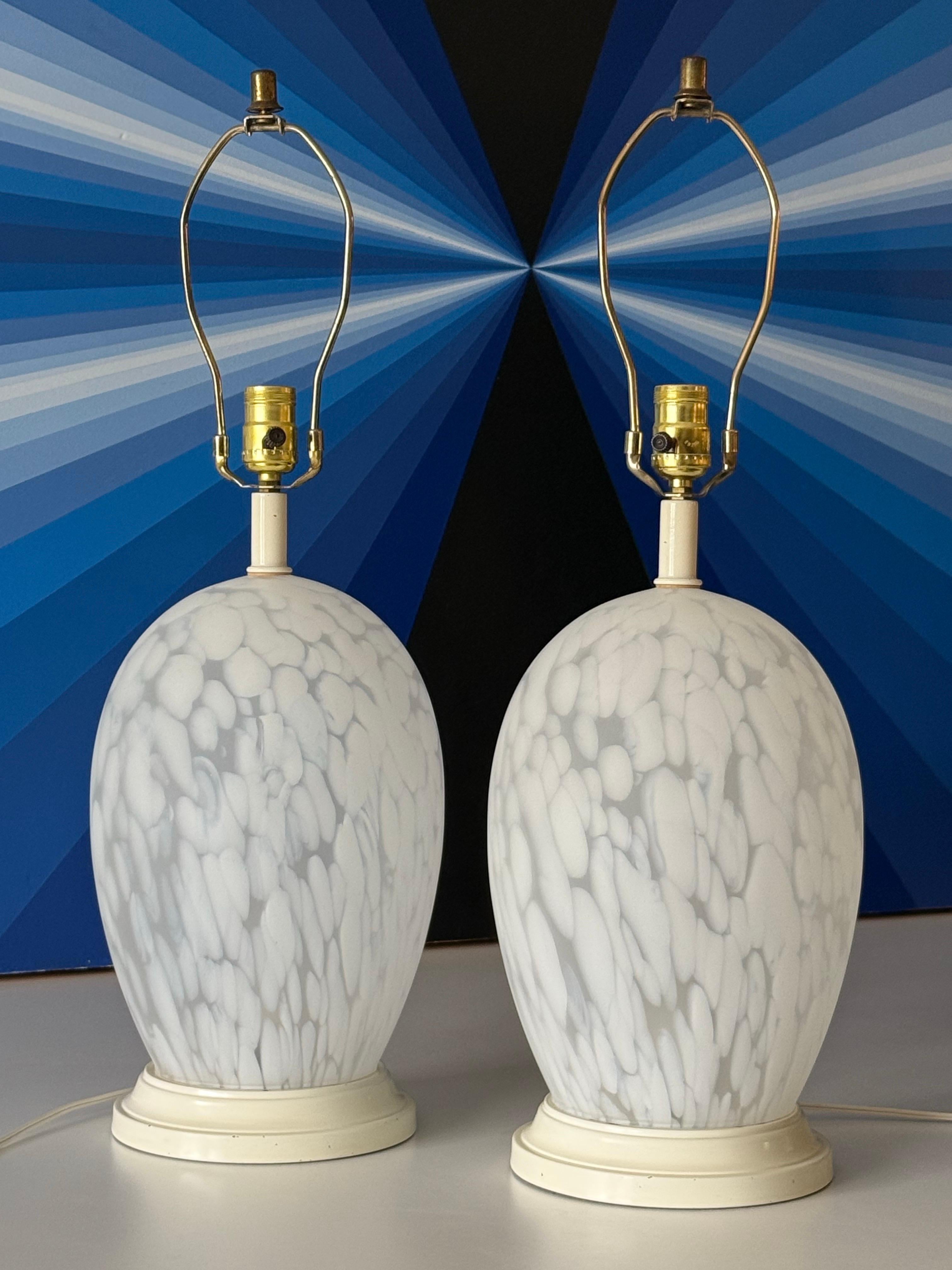 Italian Postmodern Frosted Glass Table Lamps in the Style of Murano For Sale