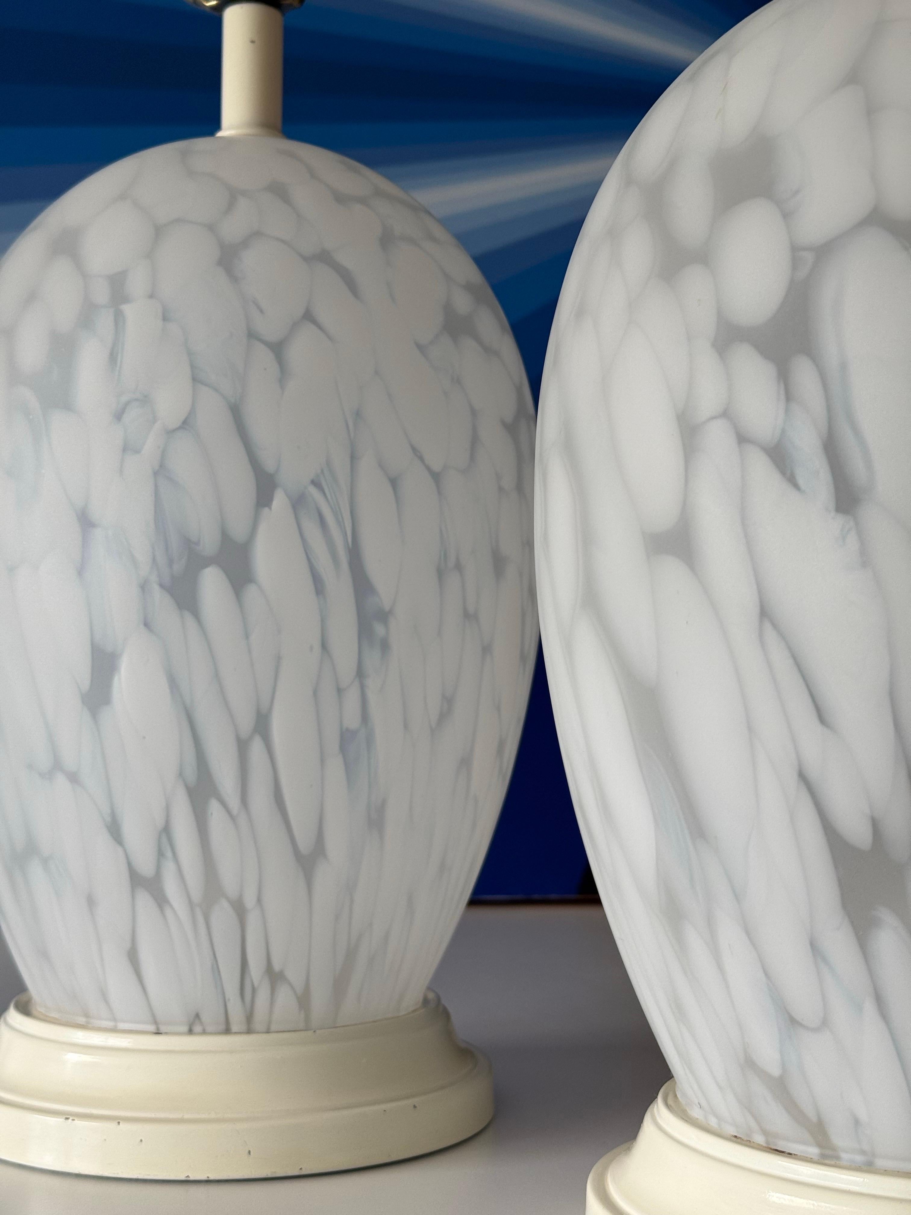 Late 20th Century Postmodern Frosted Glass Table Lamps in the Style of Murano For Sale