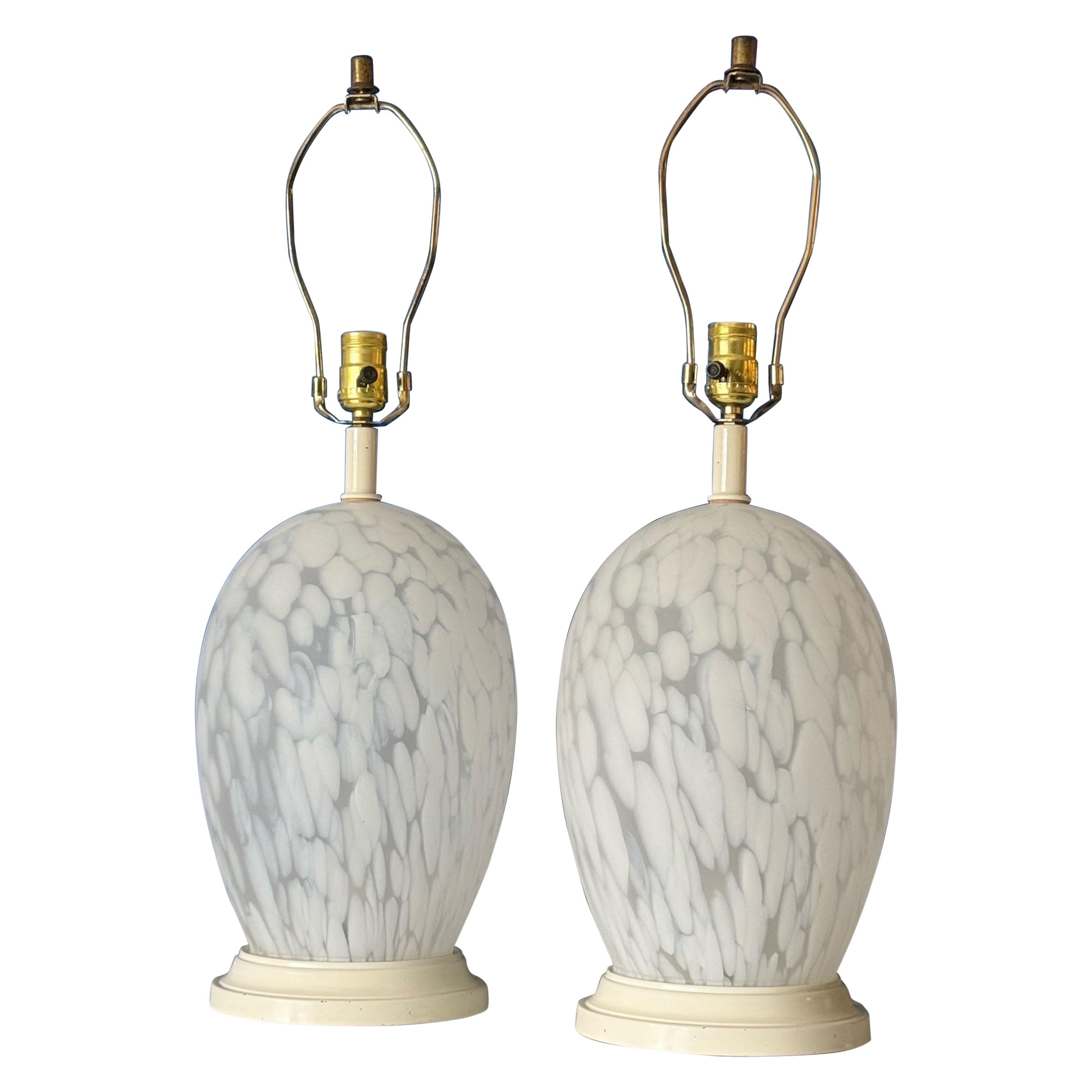 Postmodern Frosted Glass Table Lamps in the Style of Murano For Sale