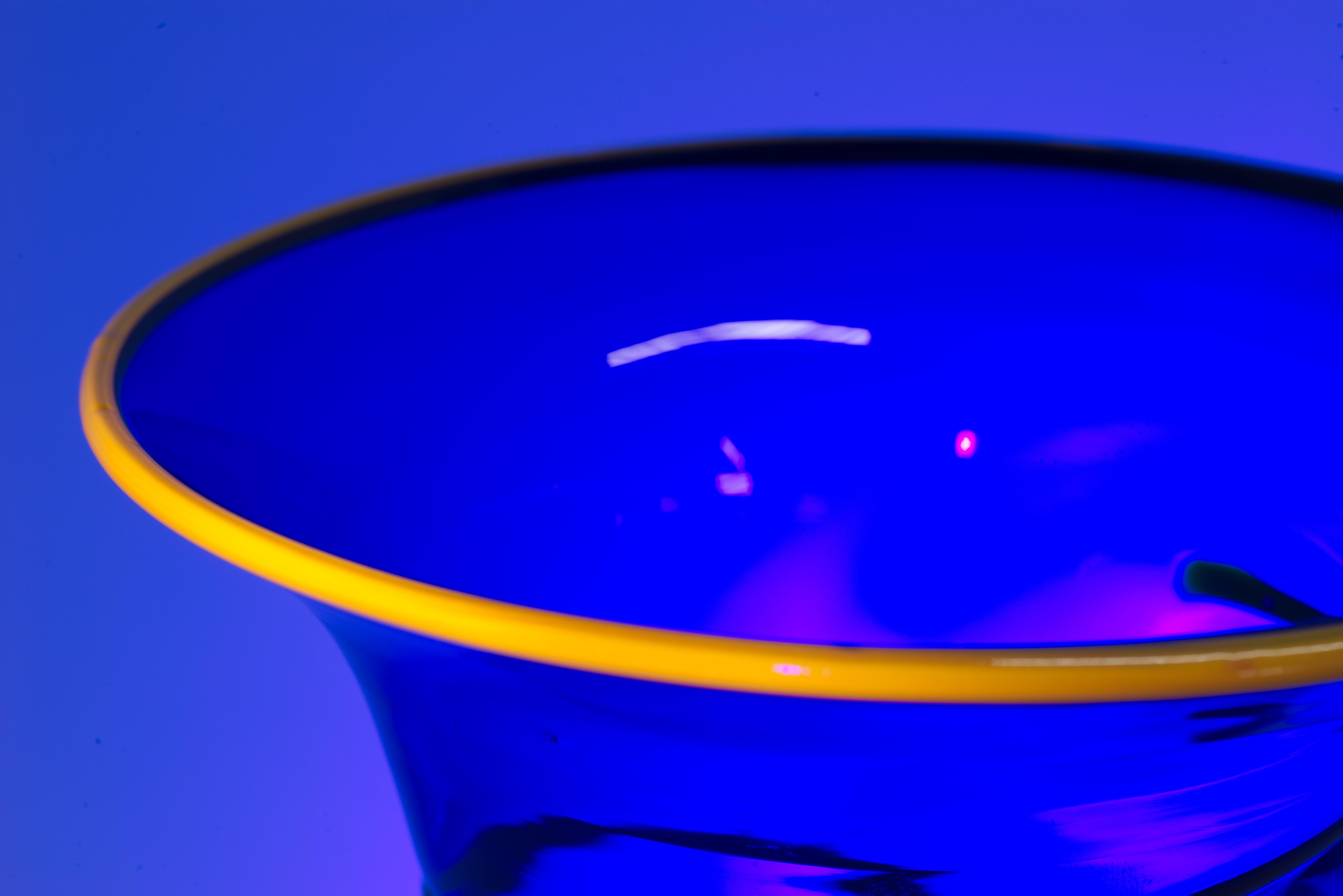 Postmodern Fused Art Glass Vase, Cobalt Blue, Green, Yellow, Hand Blown For Sale 3