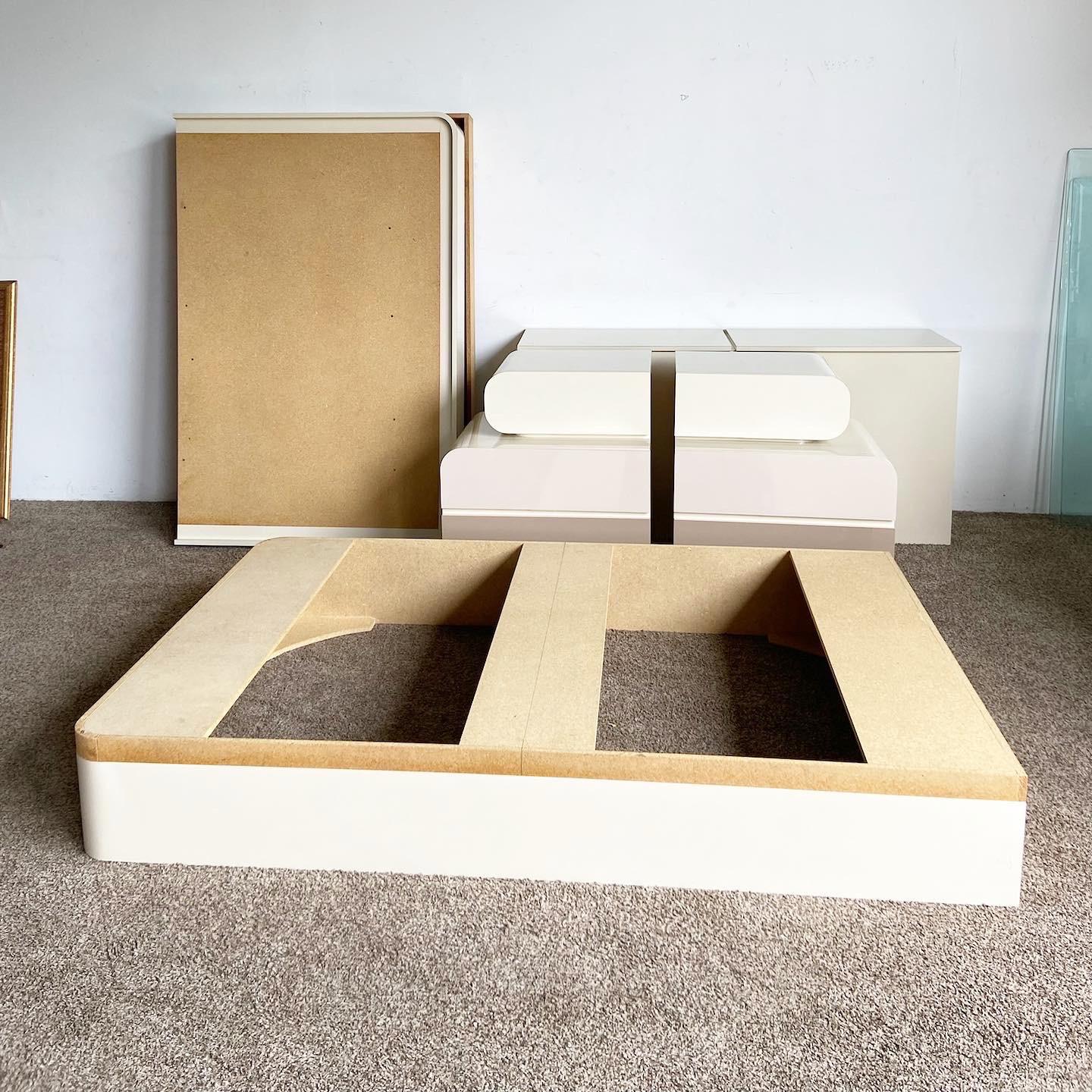 Postmodern Galactic Double Waterfall Three Tone Queen Platform Bed Set 3