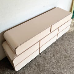 Postmodern Galactic Light Pink Lacquer Laminate Waterfall Dresser