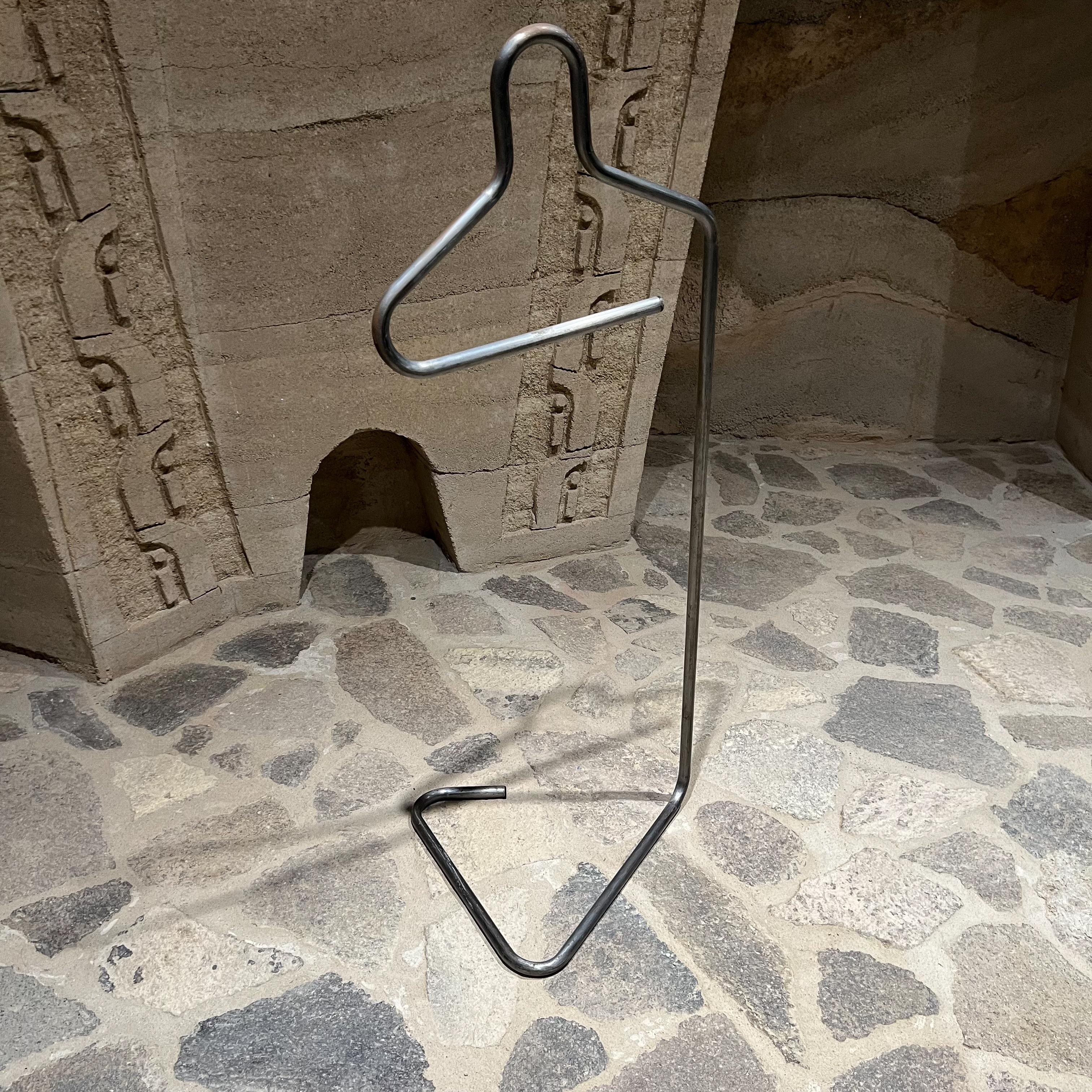 Post-Modern Postmodern Gentleman's Silver Valet Coat Hanger Stand Tubular Sculptural Metal For Sale