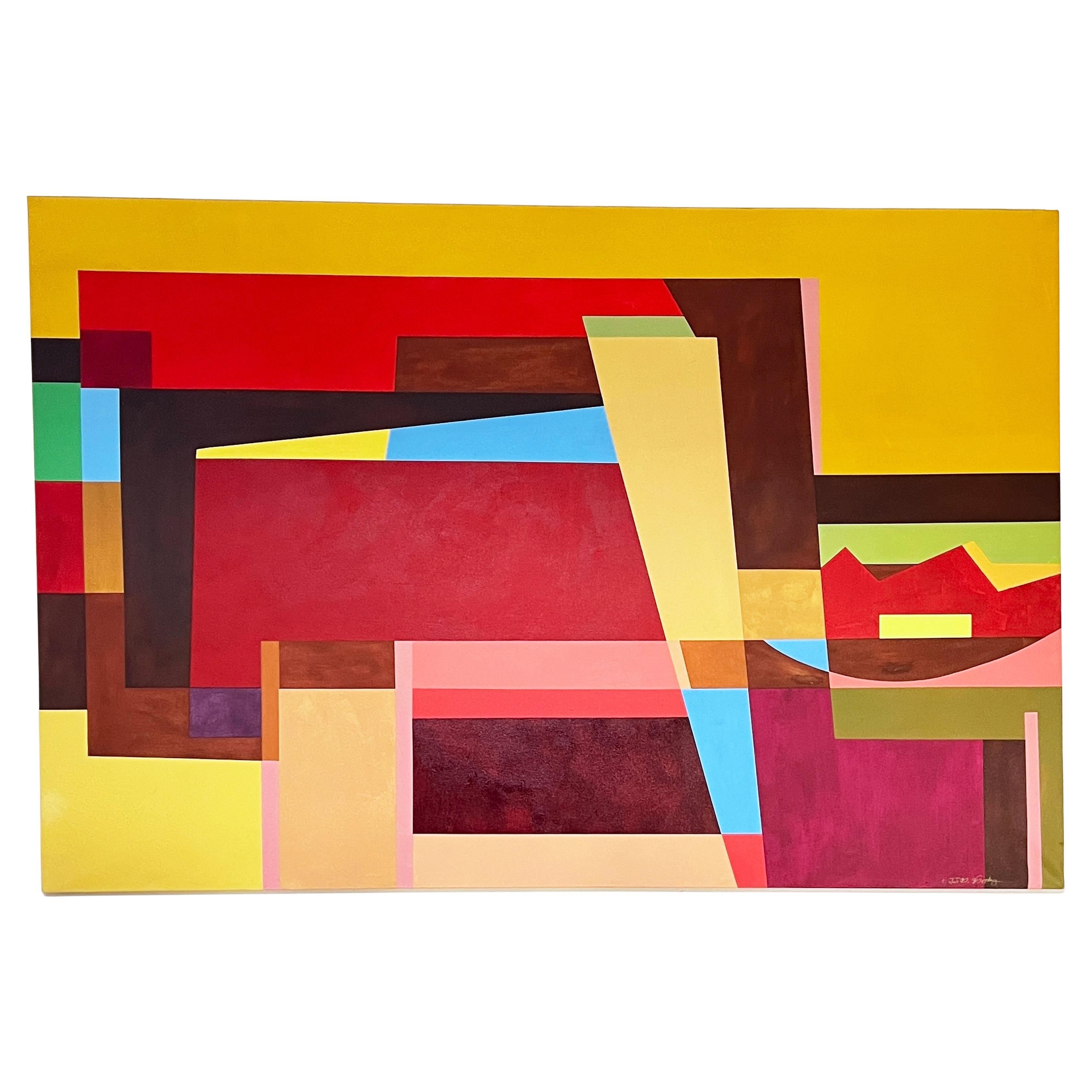 Postmoderne geometrische abstrakte Leinwand des afroamerikanischen DC-Künstlers Curtis Woody